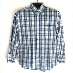 Peter Millar Weekender Wash Plaid casual button down M